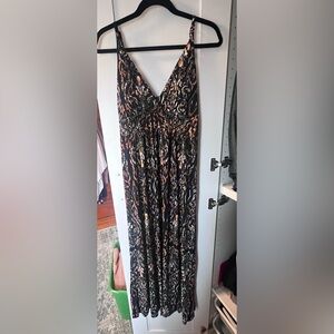 Just Love Black Paisley Maxi Dress with Orange & Green Details